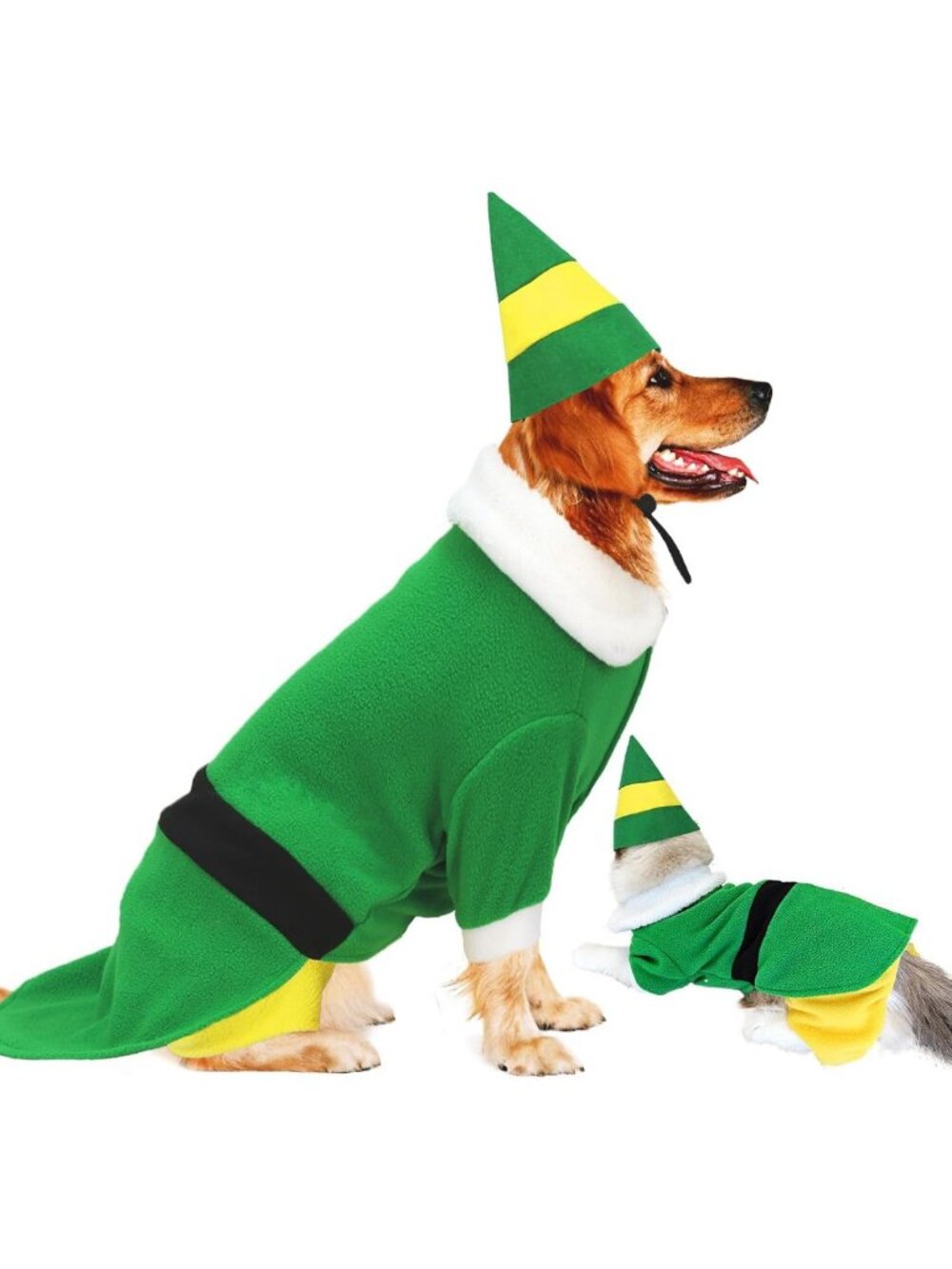 Funny Dog Elf Christmas Costume - Holiday Party & Halloween Cosplay Outfit
